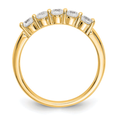 0.50ct. CZ Solid Real 14K Yellow Gold 5-Stone Wedding Band Ring