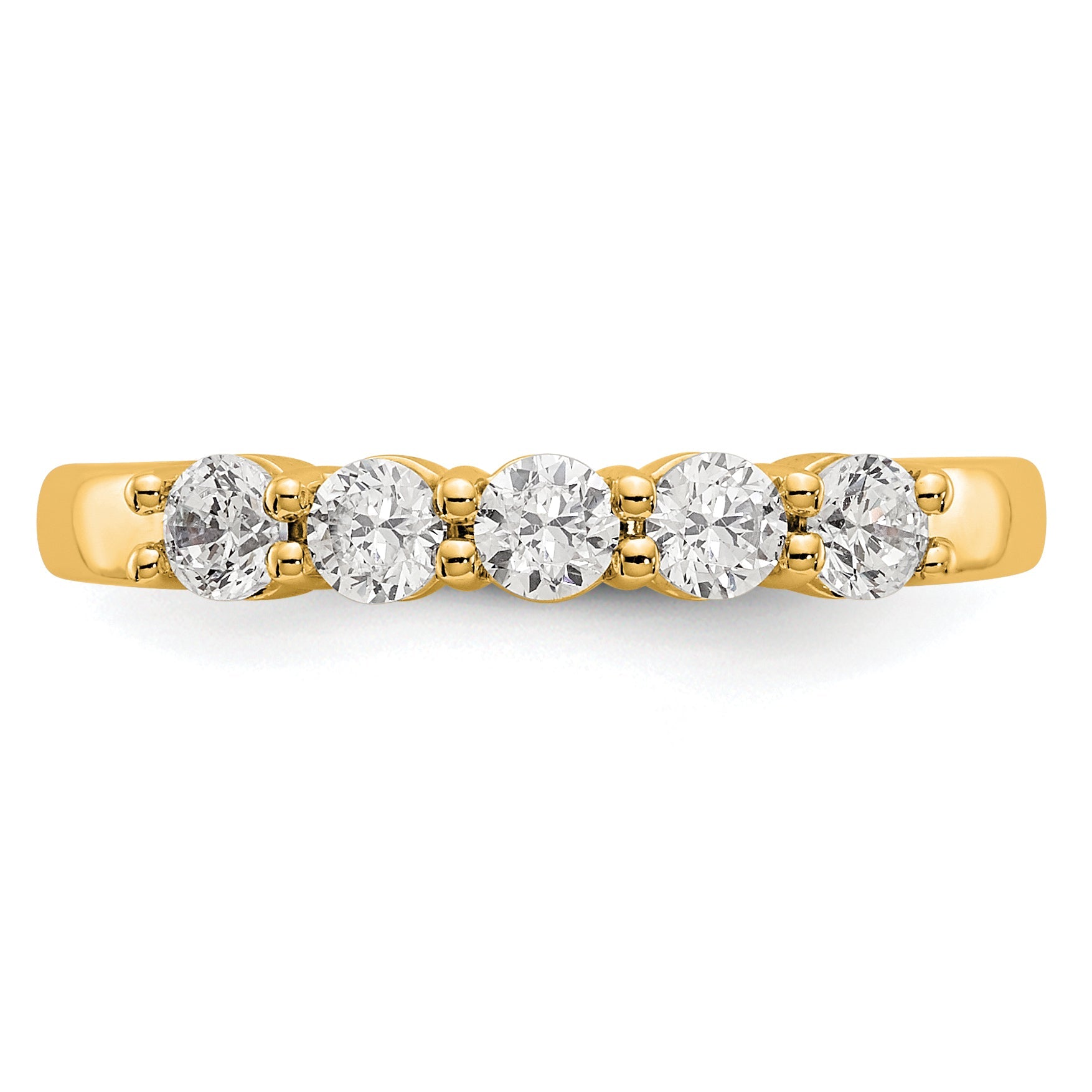 0.50ct. CZ Solid Real 14K Yellow Gold 5-Stone Wedding Band Ring