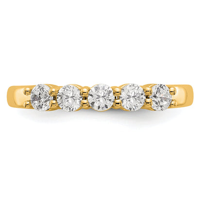 0.50ct. CZ Solid Real 14K Yellow Gold 5-Stone Wedding Band Ring