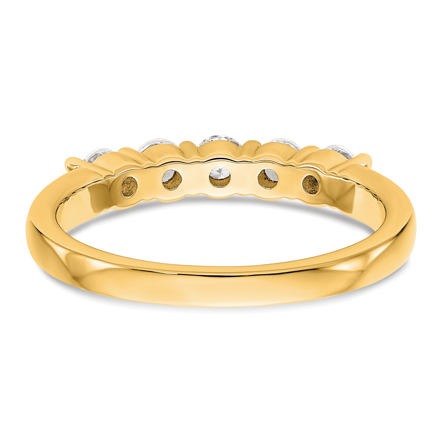 0.50ct. CZ Solid Real 14K Yellow Gold 5-Stone Wedding Band Ring