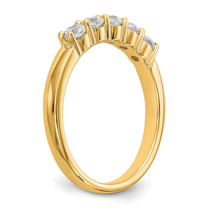 0.50ct. CZ Solid Real 14K Yellow Gold 5-Stone Wedding Band Ring
