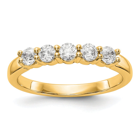 0.50ct. CZ Solid Real 14K Yellow Gold 5-Stone Wedding Band Ring