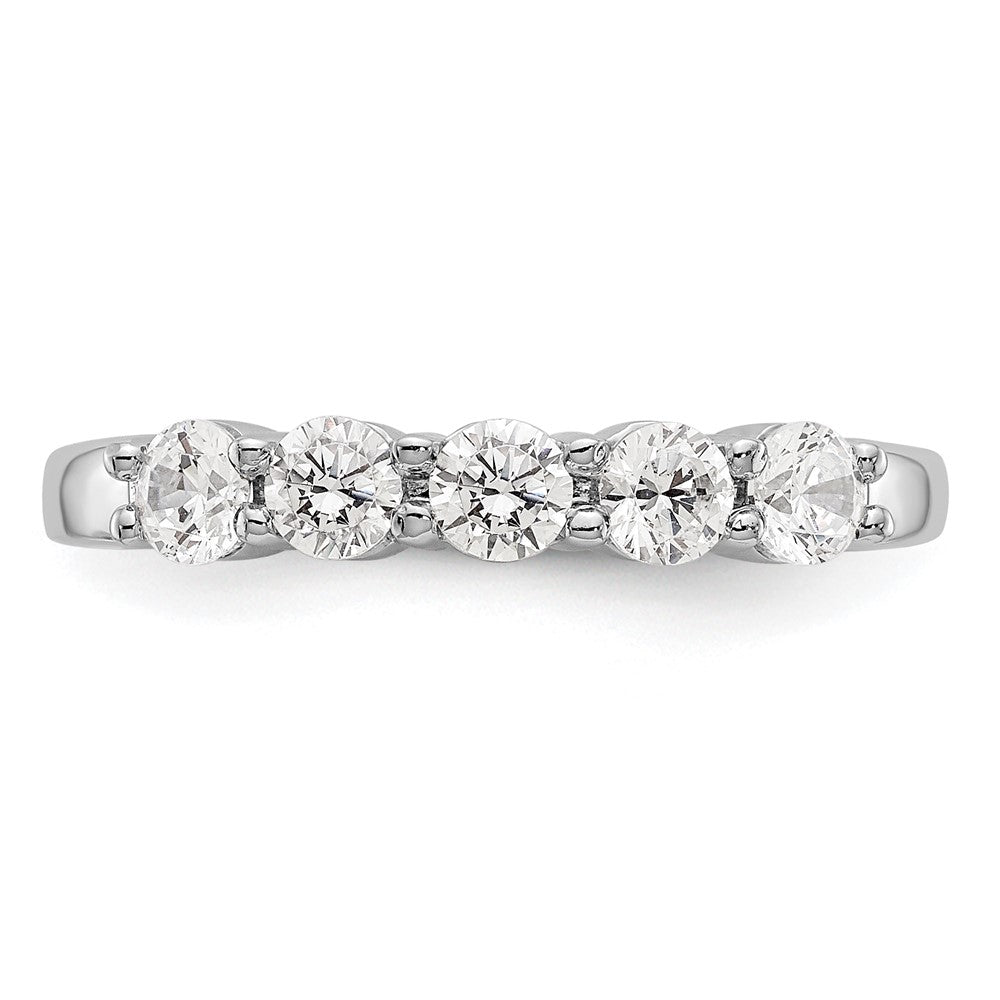 14K White Gold 5-Stone Real Diamond Band