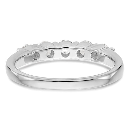 14K White Gold 5-Stone Real Diamond Band