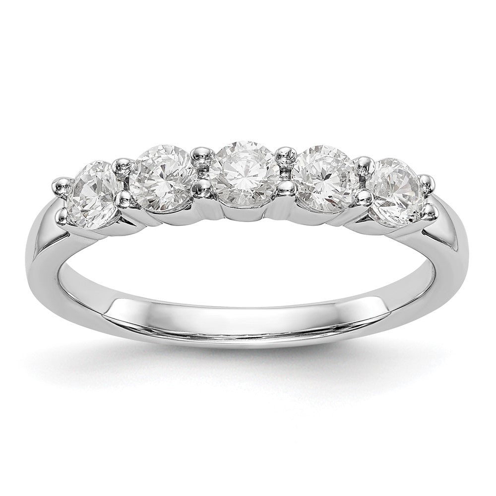 14K White Gold 5-Stone Real Diamond Band