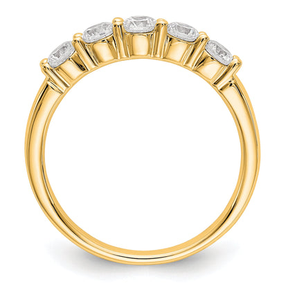 0.64ct. CZ Solid Real 14K Yellow Gold 5-Stone Wedding Band Ring