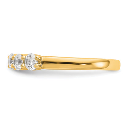 0.64ct. CZ Solid Real 14K Yellow Gold 5-Stone Wedding Band Ring