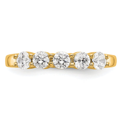 0.64ct. CZ Solid Real 14K Yellow Gold 5-Stone Wedding Band Ring
