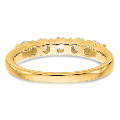 0.64ct. CZ Solid Real 14K Yellow Gold 5-Stone Wedding Band Ring