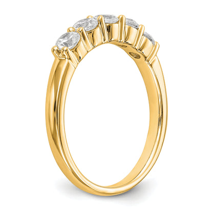 0.64ct. CZ Solid Real 14K Yellow Gold 5-Stone Wedding Band Ring