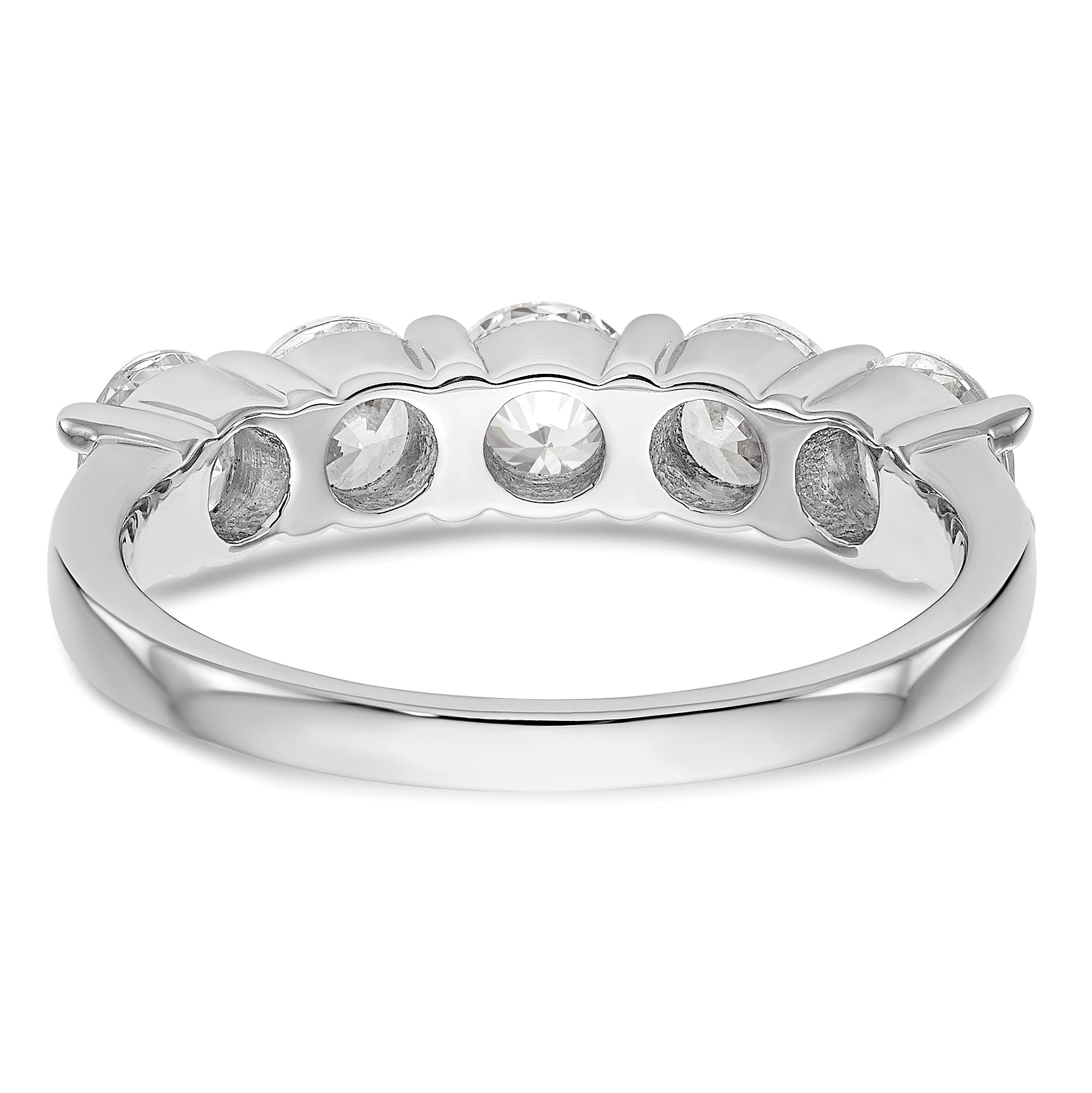 1.65ct. CZ Solid Real 14K White Gold 5-Stone Wedding Band Ring