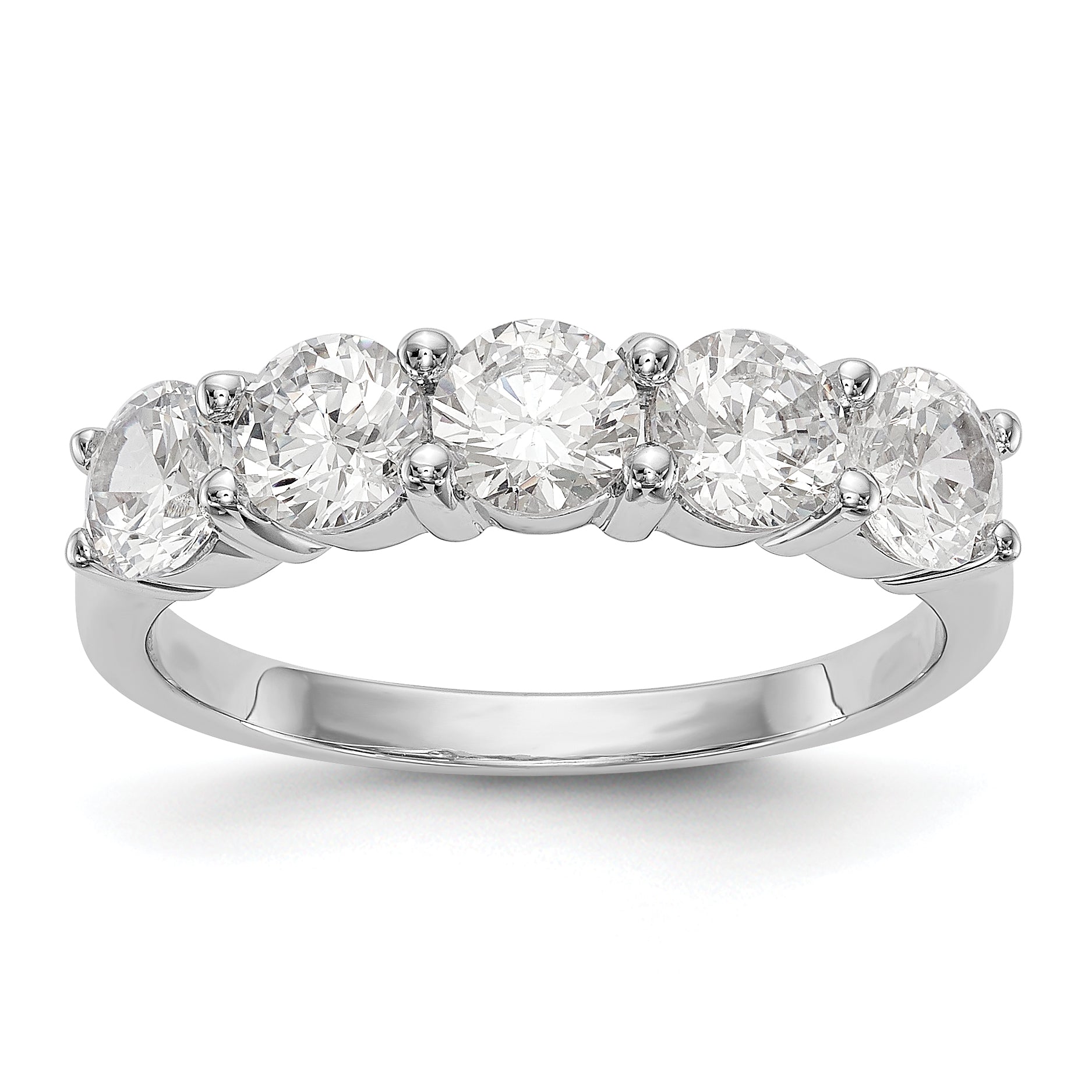 1.65ct. CZ Solid Real 14K White Gold 5-Stone Wedding Band Ring