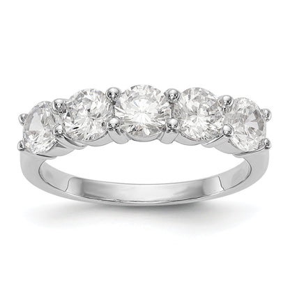 1.65ct. CZ Solid Real 14K White Gold 5-Stone Wedding Band Ring