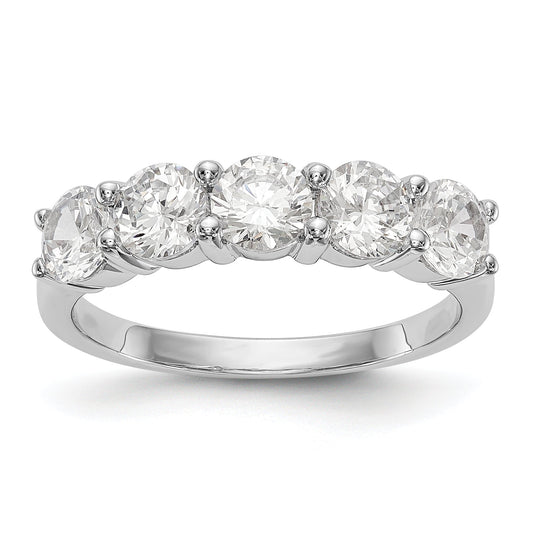 1.65ct. CZ Solid Real 14K White Gold 5-Stone Wedding Band Ring