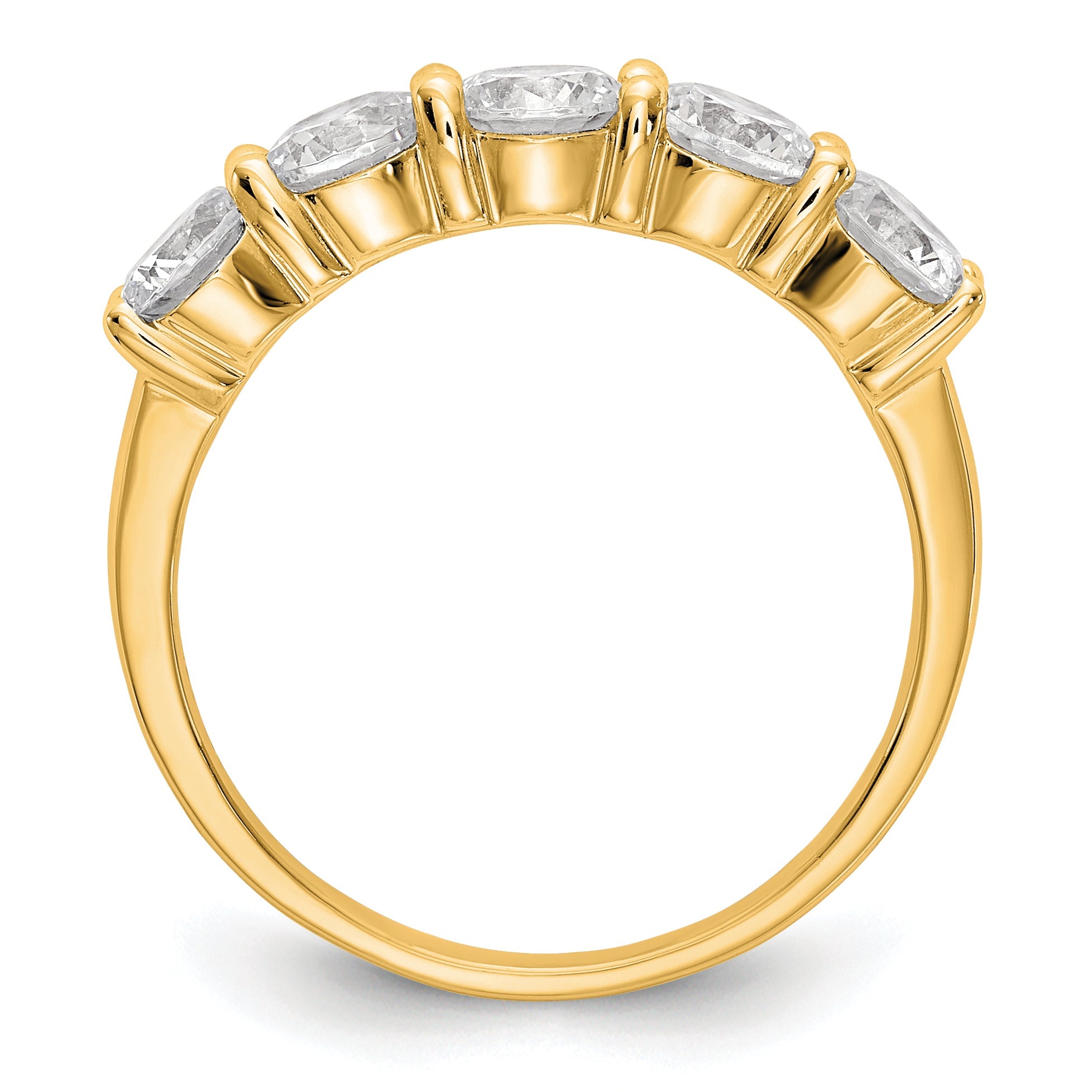 1.65ct. CZ Solid Real 14K Yellow Gold 5-Stone Wedding Band Ring