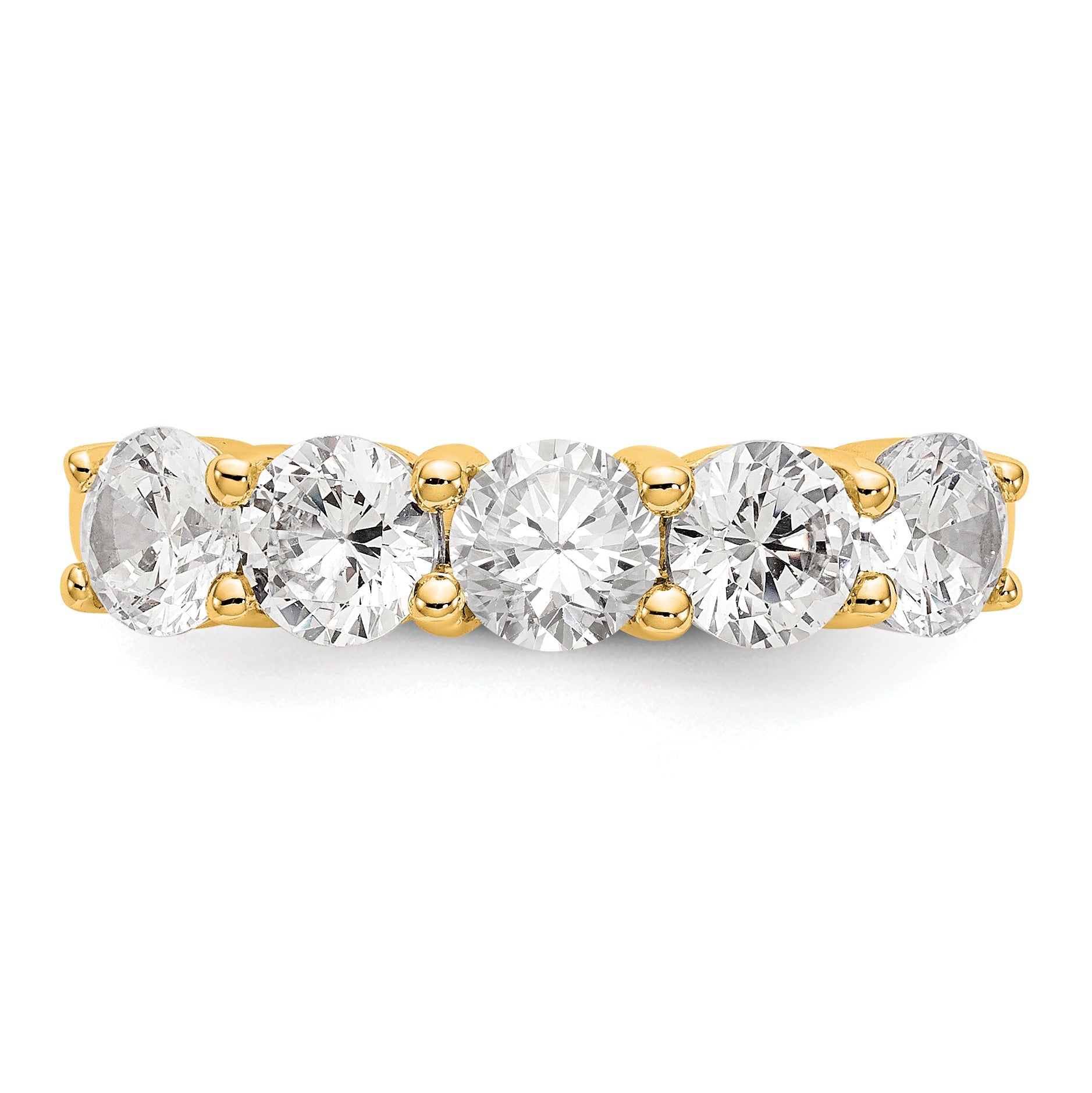 1.65ct. CZ Solid Real 14K Yellow Gold 5-Stone Wedding Band Ring