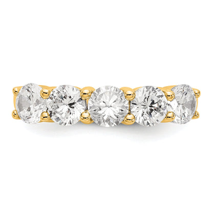 1.65ct. CZ Solid Real 14K Yellow Gold 5-Stone Wedding Band Ring
