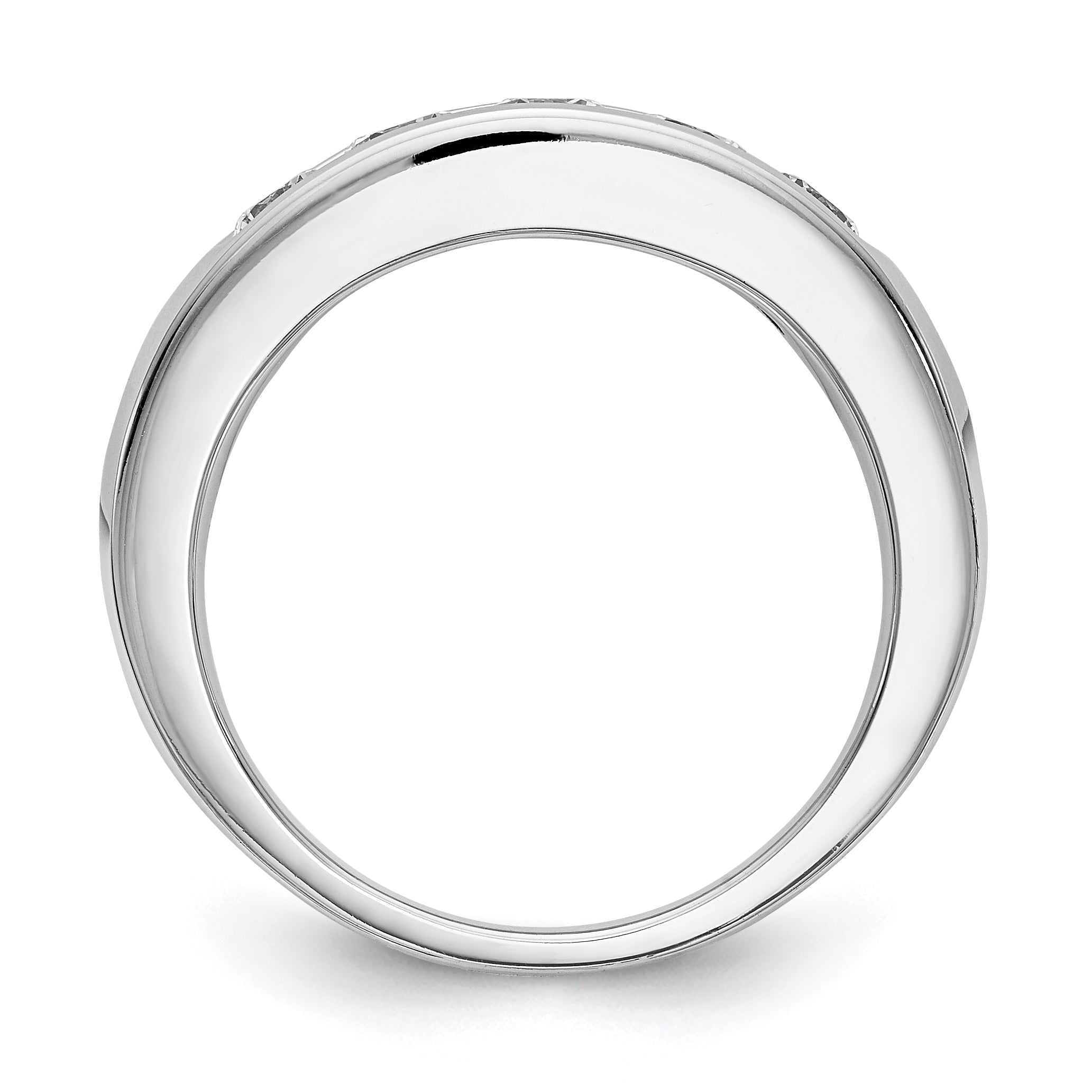 0.75ct. CZ Solid Real 14K White Gold 5-Stone Channel Wedding Band Ring