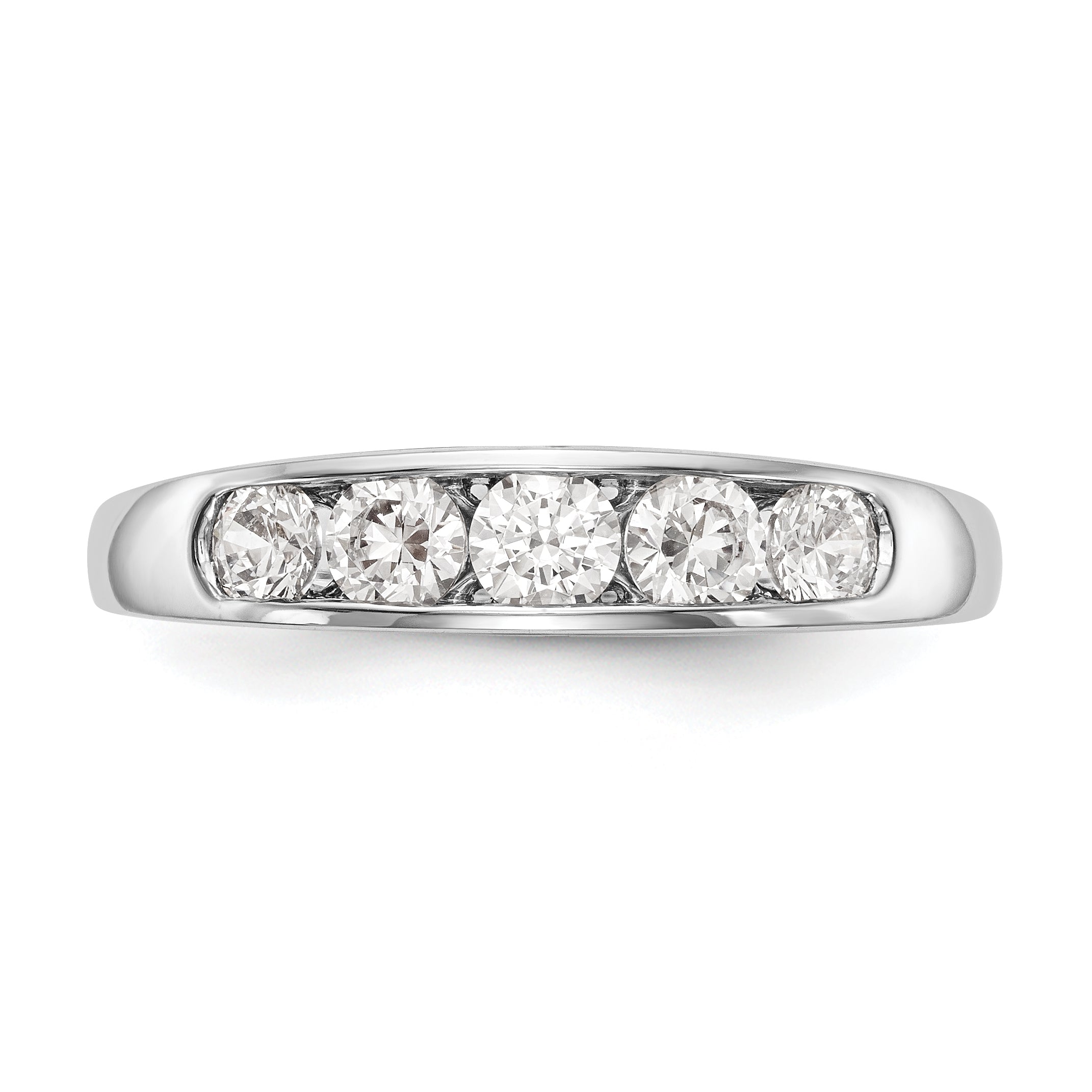 0.75ct. CZ Solid Real 14K White Gold 5-Stone Channel Wedding Band Ring