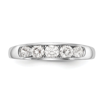 0.75ct. CZ Solid Real 14K White Gold 5-Stone Channel Wedding Band Ring