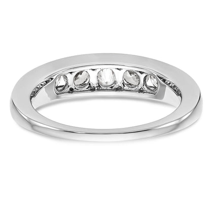 0.75ct. CZ Solid Real 14K White Gold 5-Stone Channel Wedding Band Ring