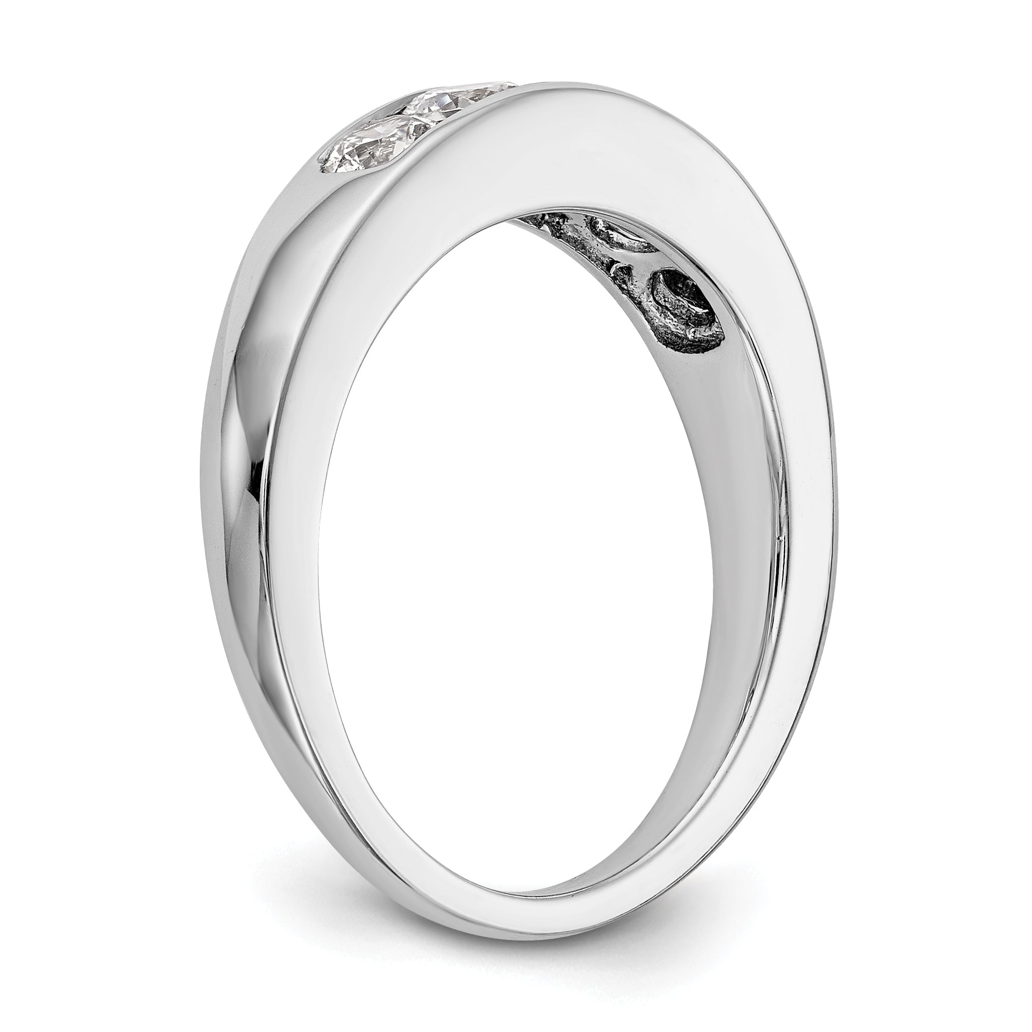 0.75ct. CZ Solid Real 14K White Gold 5-Stone Channel Wedding Band Ring