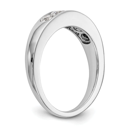 0.75ct. CZ Solid Real 14K White Gold 5-Stone Channel Wedding Band Ring