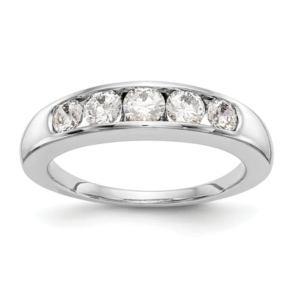 0.75ct. CZ Solid Real 14K White Gold 5-Stone Channel Wedding Band Ring