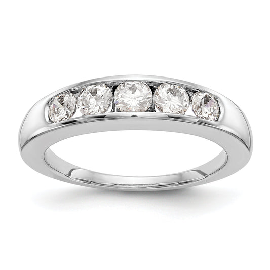 0.75ct. CZ Solid Real 14K White Gold 5-Stone Channel Wedding Band Ring
