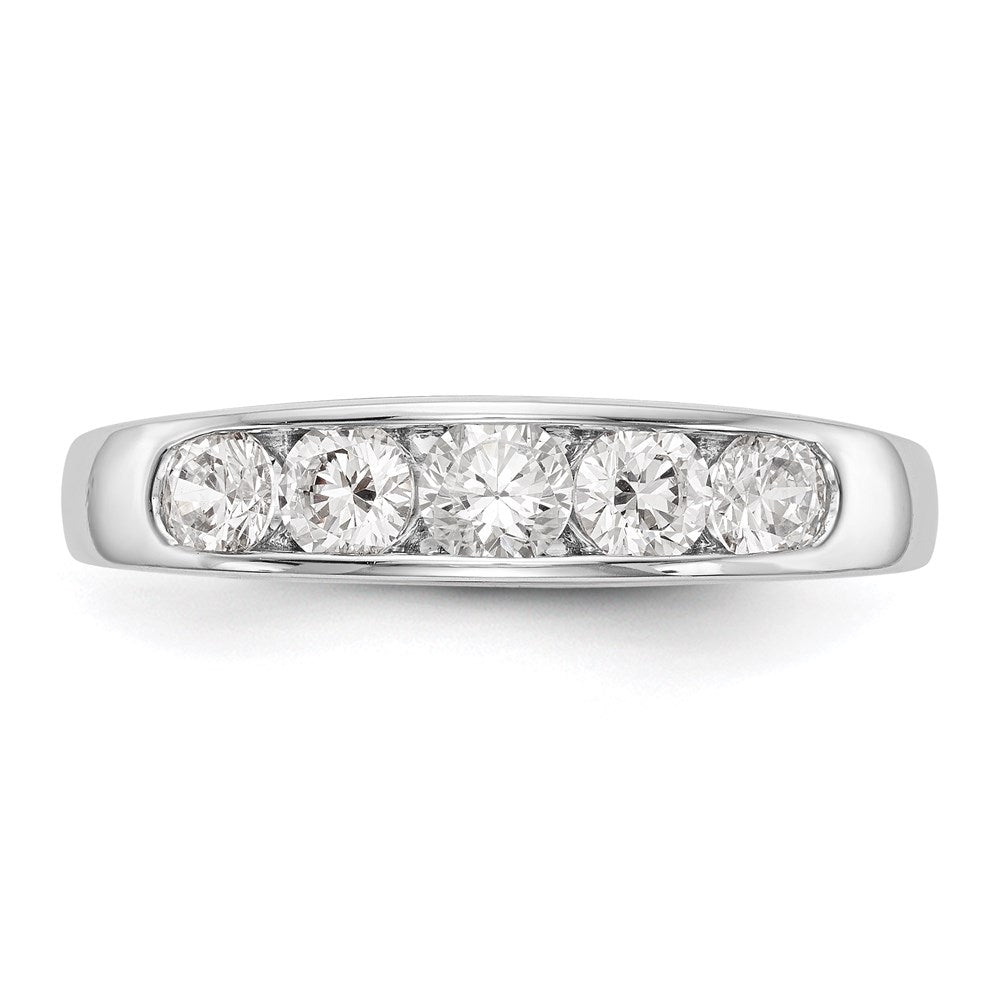14K White Gold 5-Stone Real Diamond Channel Band