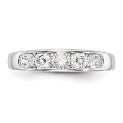 14K White Gold 5-Stone Real Diamond Channel Band