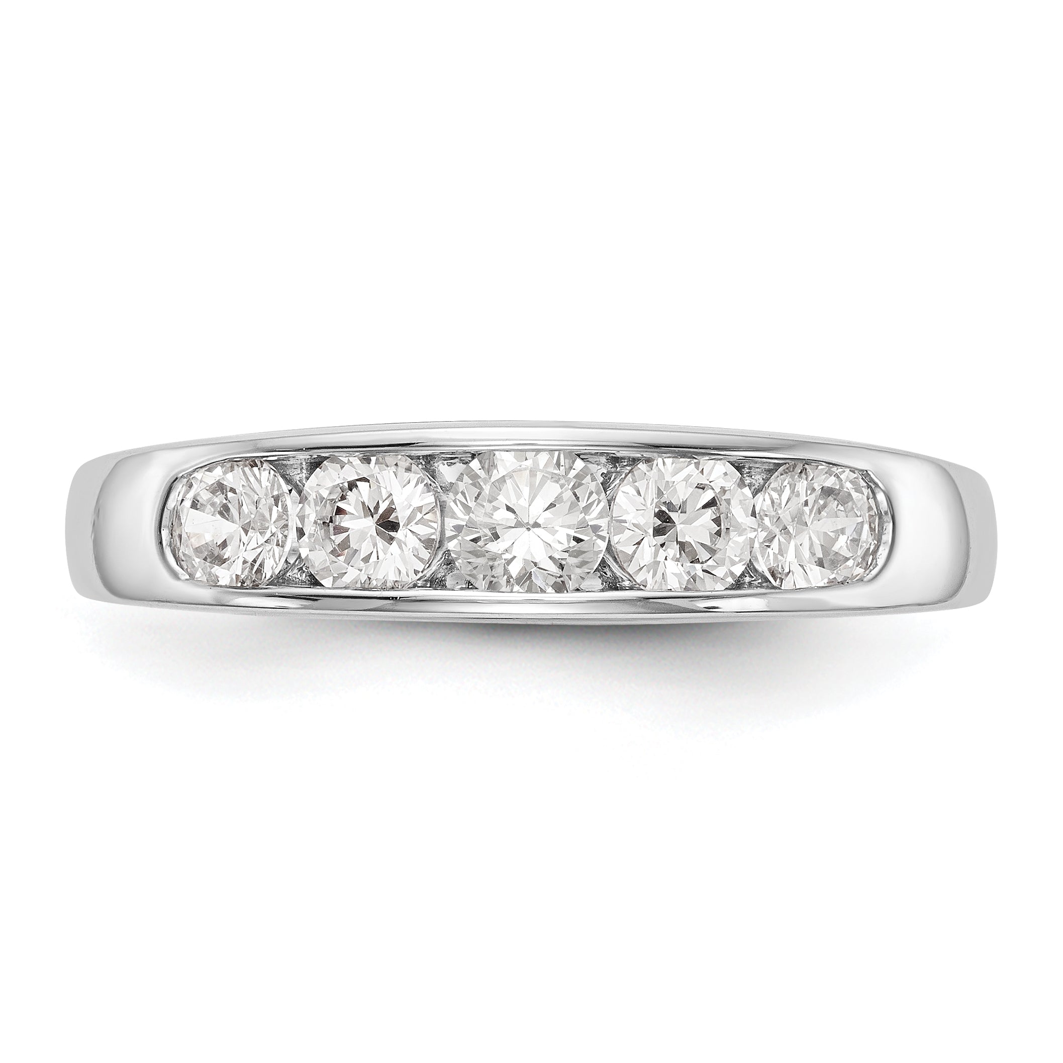 1.00ct. CZ Solid Real 14K White Gold 5-Stone Channel Wedding Band Ring