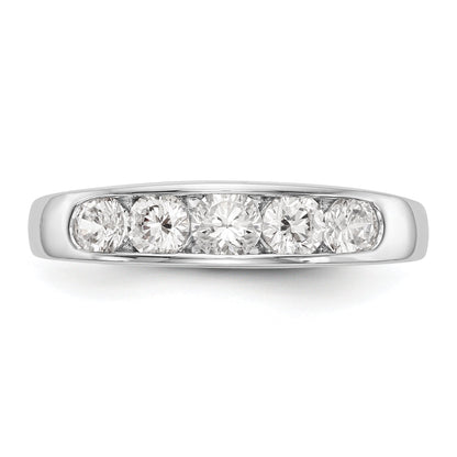1.00ct. CZ Solid Real 14K White Gold 5-Stone Channel Wedding Band Ring