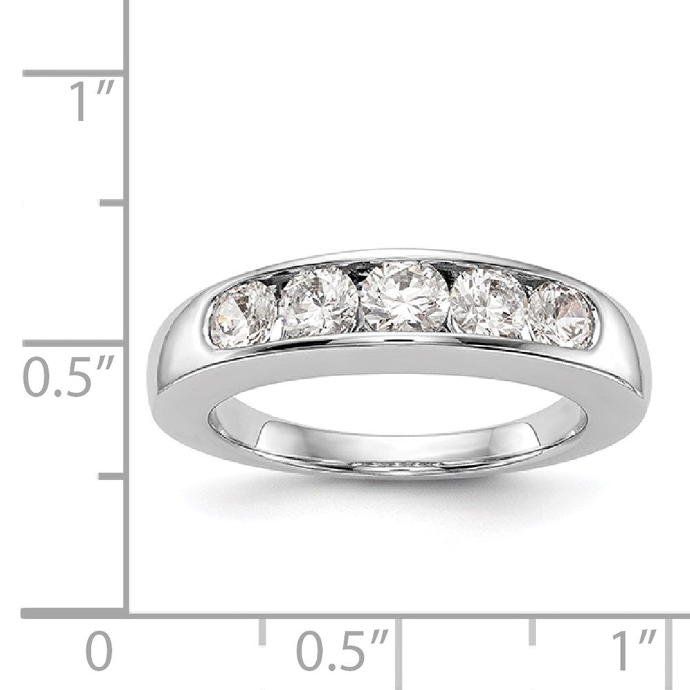 14K White Gold 5-Stone Real Diamond Channel Band