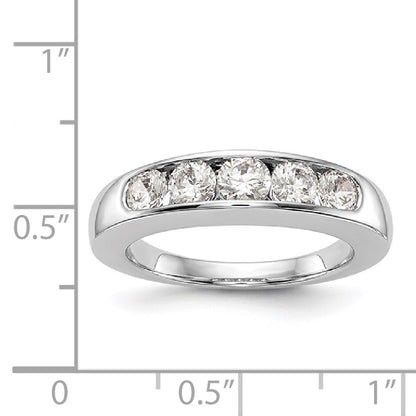 14K White Gold 5-Stone Real Diamond Channel Band