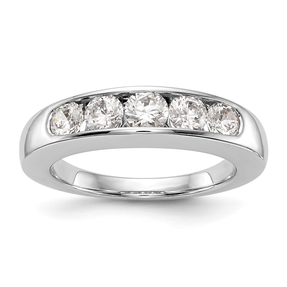 14K White Gold 5-Stone Real Diamond Channel Band