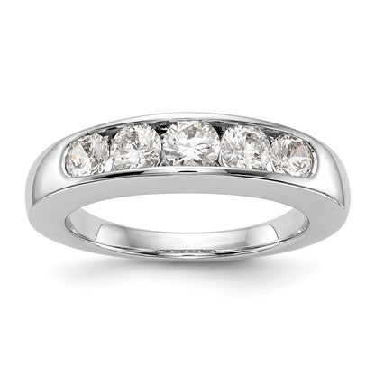 14K White Gold 5-Stone Real Diamond Channel Band