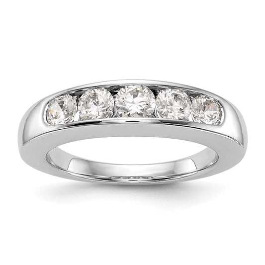 14K White Gold 5-Stone Real Diamond Channel Band