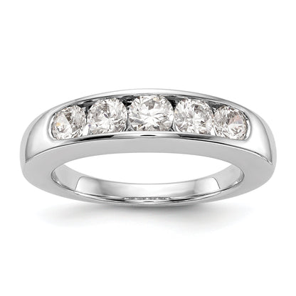 1.00ct. CZ Solid Real 14K White Gold 5-Stone Channel Wedding Band Ring