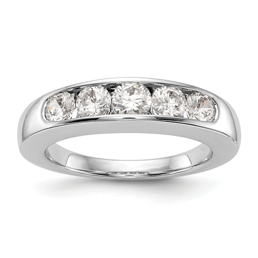 1.00ct. CZ Solid Real 14K White Gold 5-Stone Channel Wedding Band Ring