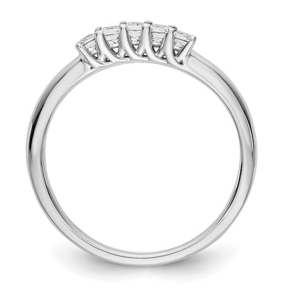 0.25ct. CZ Solid Real 14K White Gold 5-Stone Wedding Band Ring
