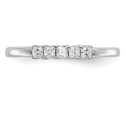 0.25ct. CZ Solid Real 14K White Gold 5-Stone Wedding Band Ring