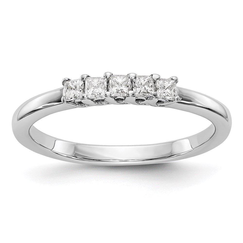 14k white gold 5 stone real diamond band y7066aa