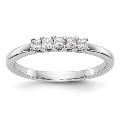 14k white gold 5 stone real diamond band y7066aa
