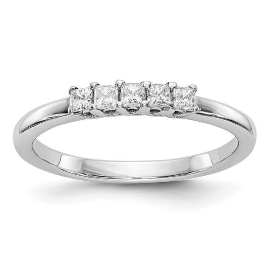 14k white gold 5 stone real diamond band y7066aa
