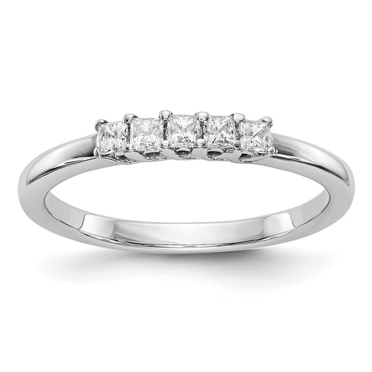 0.25ct. CZ Solid Real 14K White Gold 5-Stone Wedding Band Ring
