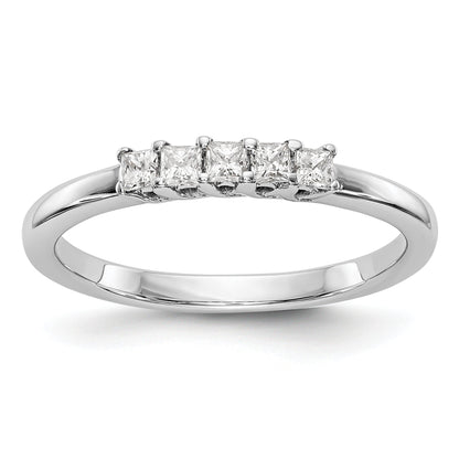0.25ct. CZ Solid Real 14K White Gold 5-Stone Wedding Band Ring