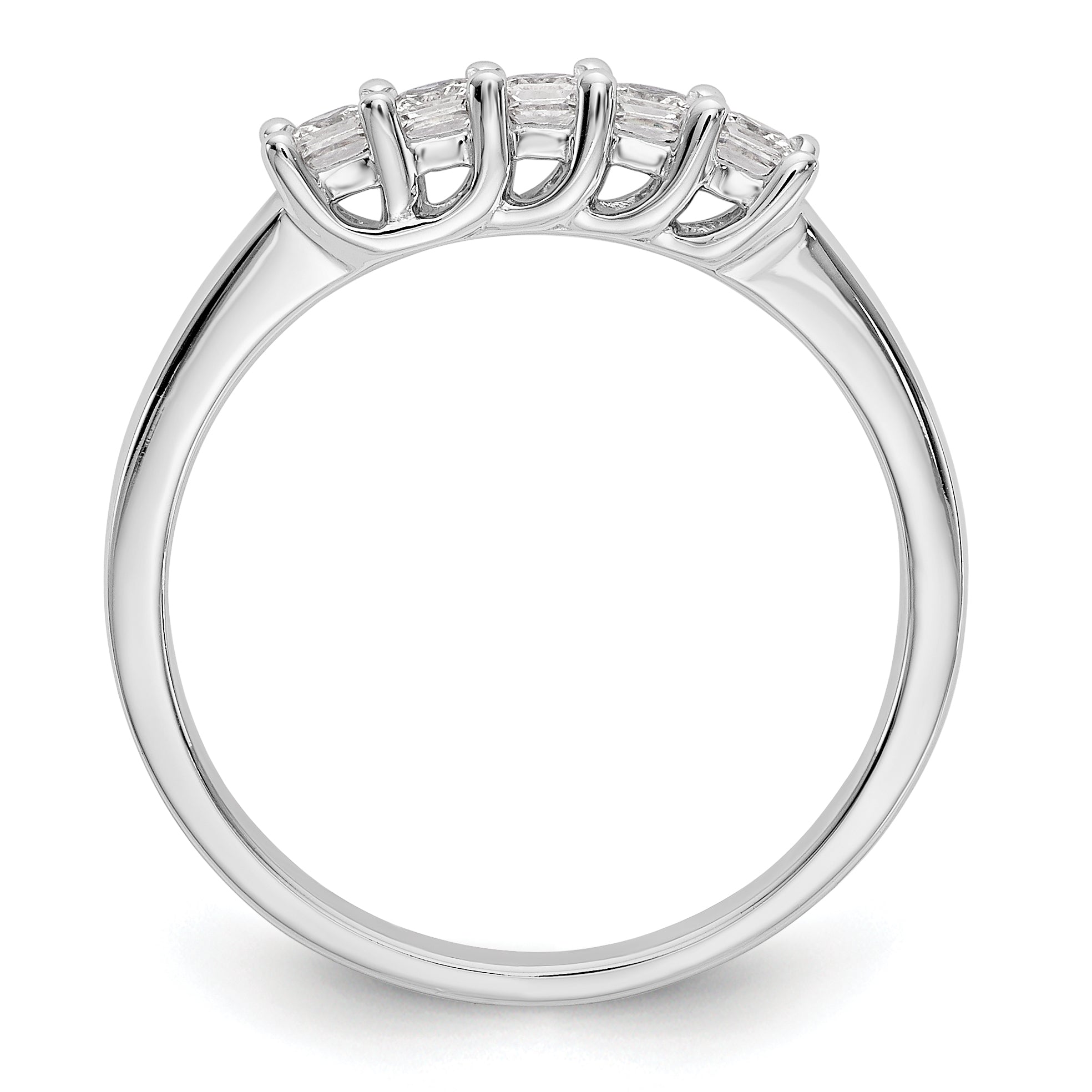 0.35ct. CZ Solid Real 14K White Gold 5-Stone Wedding Band Ring