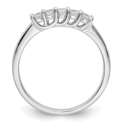 0.35ct. CZ Solid Real 14K White Gold 5-Stone Wedding Band Ring