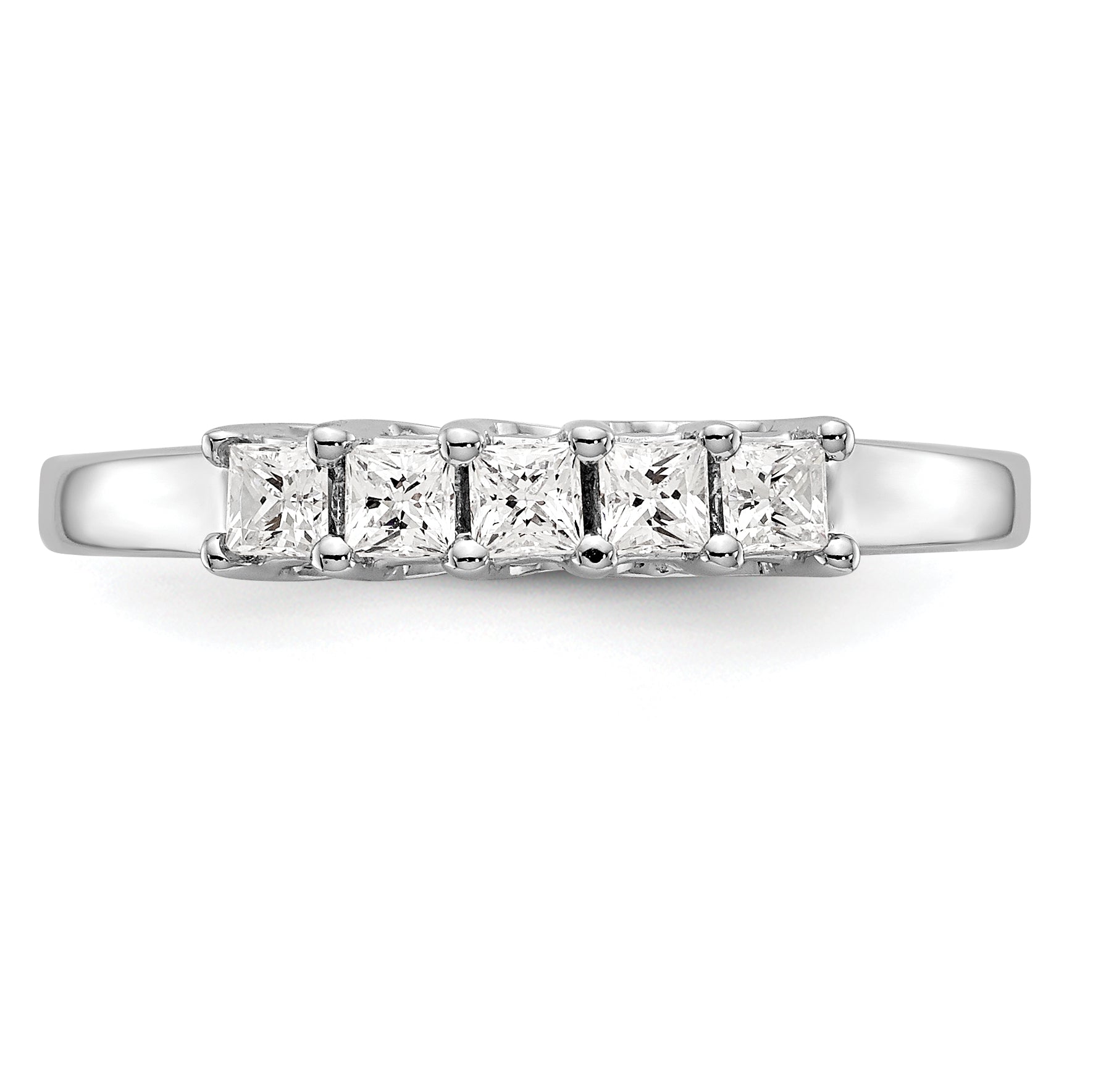 0.35ct. CZ Solid Real 14K White Gold 5-Stone Wedding Band Ring
